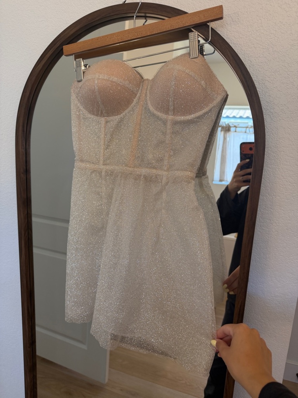 Sparkle Strapless Mini Dress in Champagne